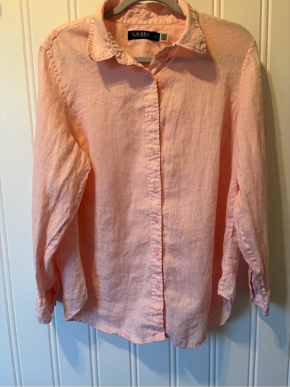 Lauren Ralph Lauren Lined Light Pink Button-down Shirt Size 1X